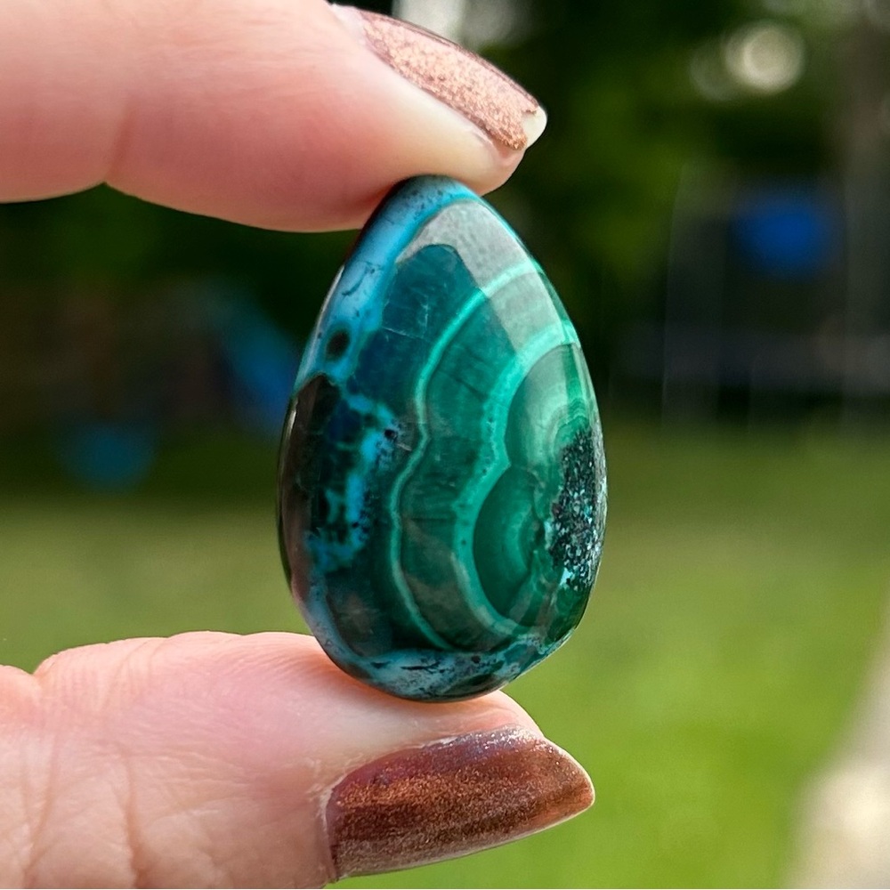 Teardrop Malachite with  Chrysocolla Cabochon